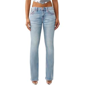 True Religion Women’s Becca Super T Bootcut Jean – Mid Rise Fit, Stretch Denim, Signature Super T Stitching