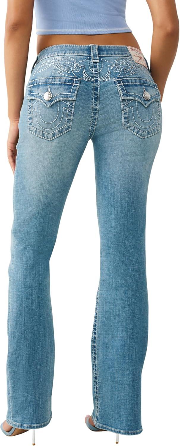 imageTrue Religion Womens Becca Tattoo Bootcut Jeans Mid Rise Big T Flap