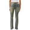True Religion Women’s Becca Big T Flap Bootcut Jeans – Light Wash Denim with Pink Stitching & Flattering Mid-Rise Fit