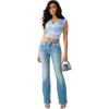 True Religion Women’s Becca Tattoo Bootcut Jeans – Mid Rise Big T Flap