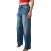 True Religion Women’s Billie Mid Rise Straight Big T – Big T Stitching, Horseshoe Details