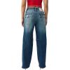 True Religion Women’s Billie Mid Rise Straight Big T – Big T Stitching, Horseshoe Details