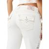 True Religion Women’s Crochet Mid Rise Flare Flap Jean – Mid Rise Fit, Stretch Denim, Boho Crochet Flare Detailing