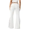 True Religion Women’s Crochet Mid Rise Flare Flap Jean – Mid Rise Fit, Stretch Denim, Boho Crochet Flare Detailing