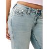 True Religion Women’s Jennie Mr Skinny Big T Flap Jeans – Mid Rise Skinny Fit, Stretch Denim, Premium Fabric Blend(Playmaker Faded Indigo Lt Wash)
