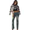 True Religion Women’s Joey Low Rise Super T Flare Jean – Stretch Denim, Low Rise Fit, Iconic Flare Leg
