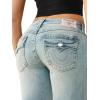 True Religion Women’s Joey Mid Rise Big T Flare Jeans – Pink Horseshoe Flap Pockets & Classic Flared Denim Fit