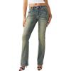 True Religion Women’s Becca Big T Flap Bootcut Jeans – Light Wash Denim with Pink Stitching & Flattering Mid-Rise Fit