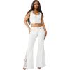 True Religion Women’s Crochet Mid Rise Flare Flap Jean – Mid Rise Fit, Stretch Denim, Boho Crochet Flare Detailing