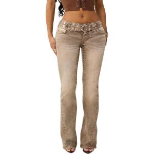 True Religion Women’s Becca Belted Cargo Bootcut Jeans – Low Rise