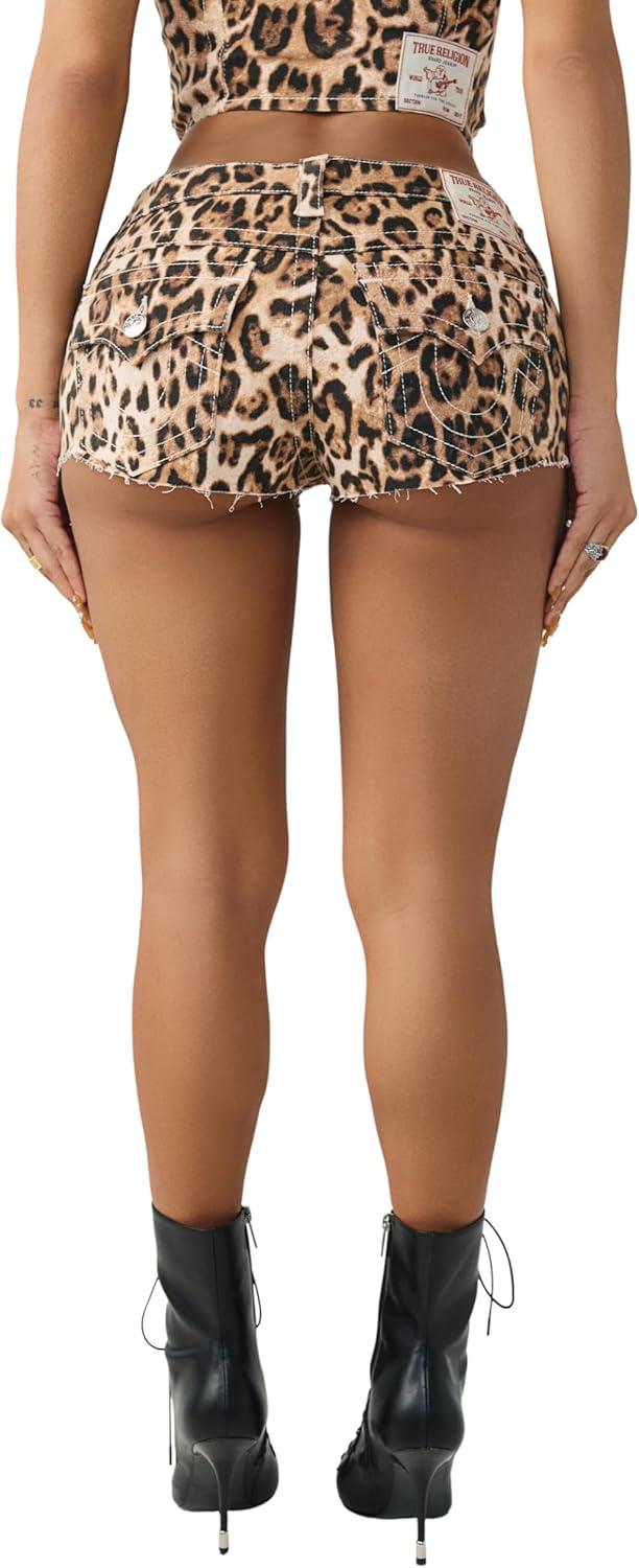 imageTrue Religion Womens Spicy Mid Rise Short FlapLeopard