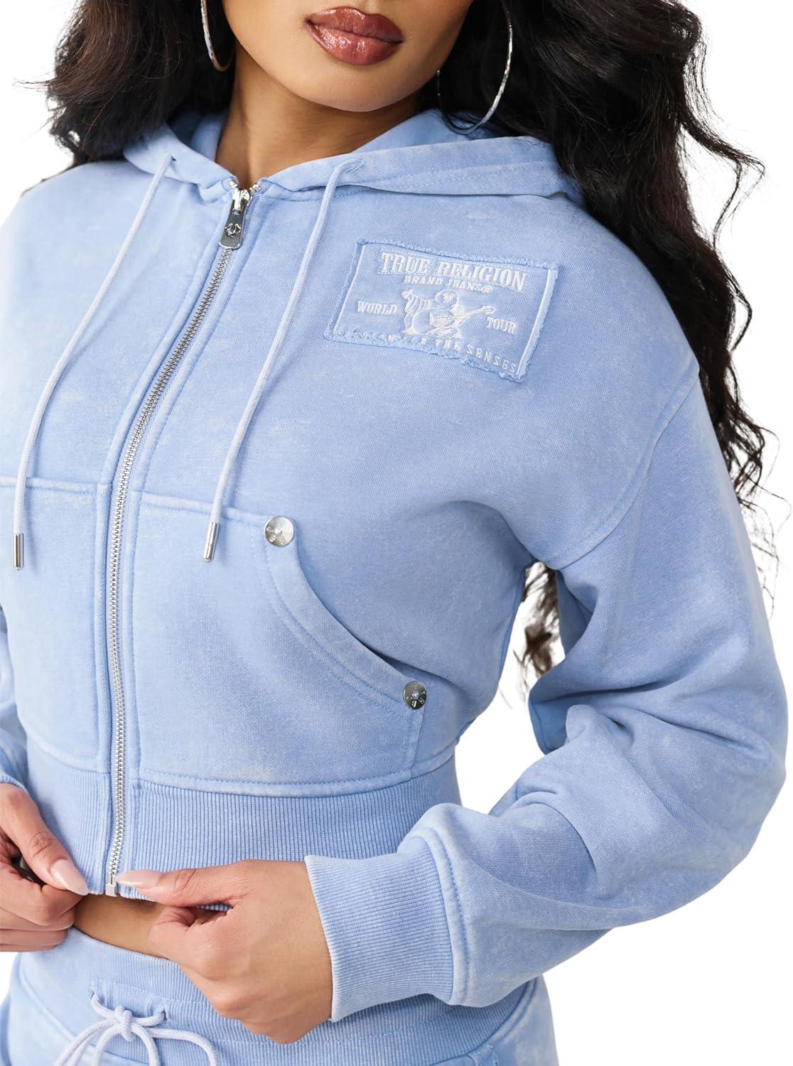imageTrue Religion Womens Vintage Wash RLX Zip Up HoodieEndless Sky