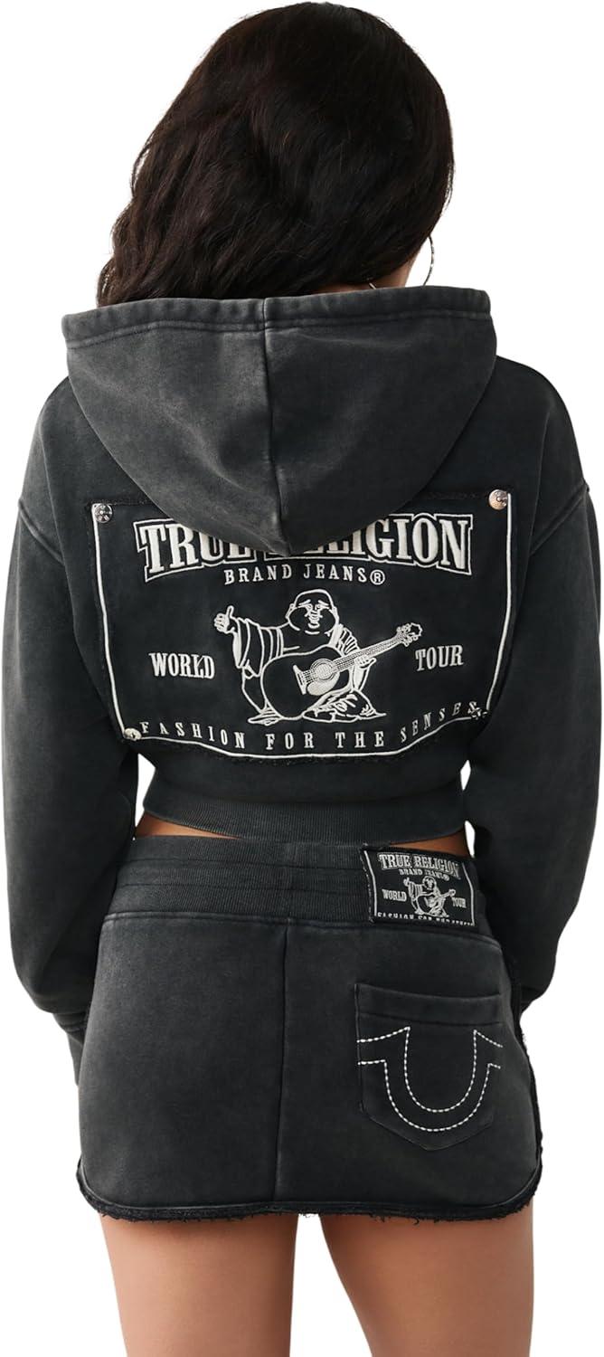imageTrue Religion Womens Vintage Wash RLX Zip Up HoodieJet Black