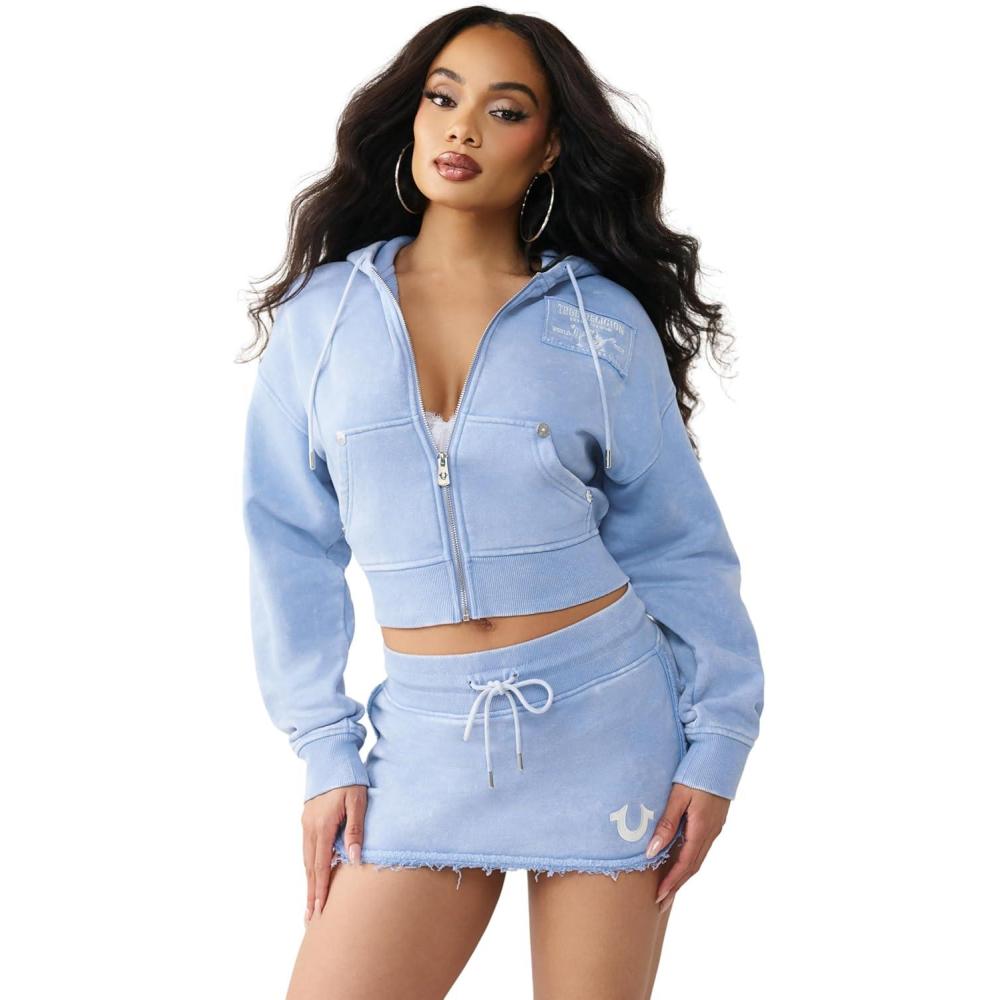 imageTrue Religion Womens Vintage Wash RLX Zip Up HoodieEndless Sky