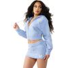 True Religion Women’s Vintage Wash RLX Zip Up Hoodie(Endless Sky)