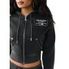 True Religion Women’s Vintage Wash RLX Zip Up Hoodie(Jet Black)
