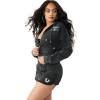 True Religion Women’s Vintage Wash RLX Zip Up Hoodie(Jet Black)