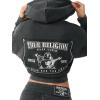 True Religion Women’s Vintage Wash RLX Zip Up Hoodie(Jet Black)