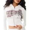 True Religion Women’s Waffle Contour Zip Up Hoodie – Zip Front