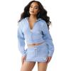 True Religion Women’s Vintage Wash RLX Zip Up Hoodie(Endless Sky)