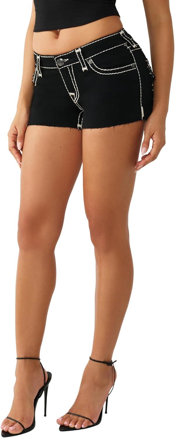imageTrue Religion Womens Joey Lr Short Sup T Flap2sb Black Rinse