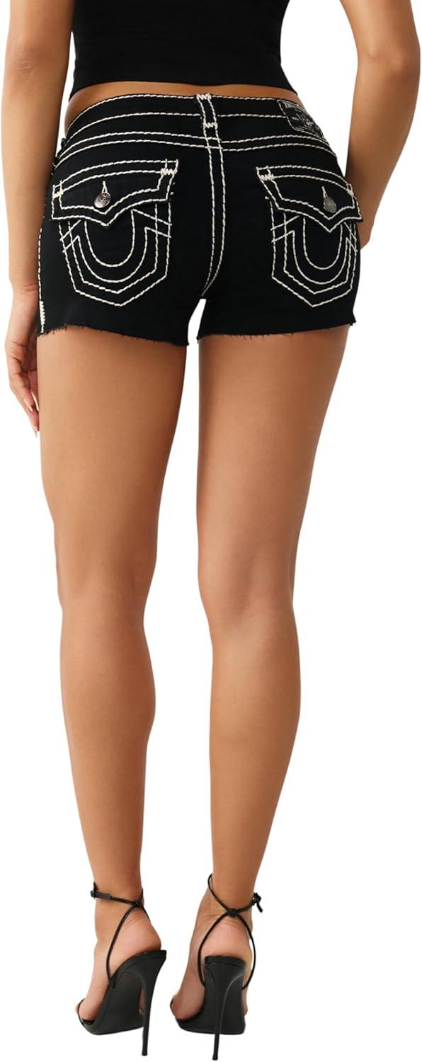 imageTrue Religion Womens Joey Lr Short Sup T Flap2sb Black Rinse