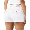 True Religion Women’s Jennie MR Short Flap Shorts – Cotton Blend, Stretch Fabric, Women’s Denim Shorts(Brilliant White)