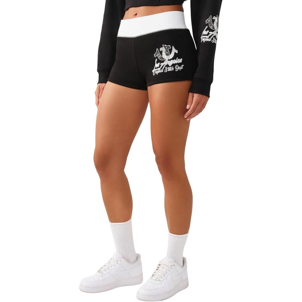 imageTrue Religion Womens Contrast Sporty Booty Short Elasticized Waistband Contrast Trim