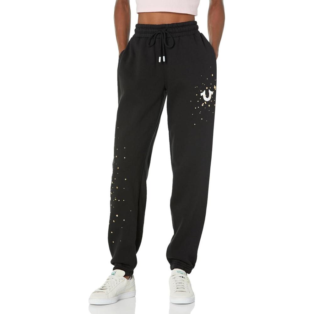 imageTrue Religion Womens Logo Boyfriend Knit JoggerJet Black