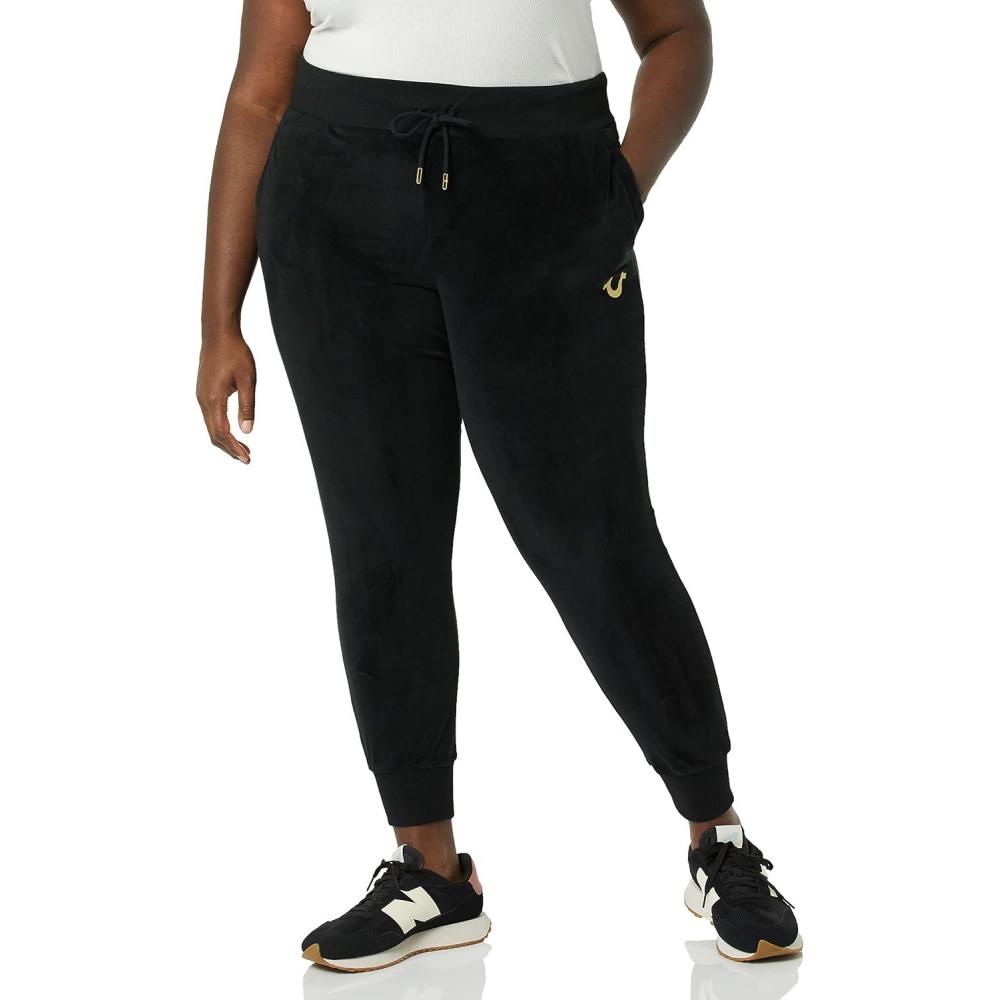 imageTrue Religion Womens Velour Mid Rise JoggerTrue Black