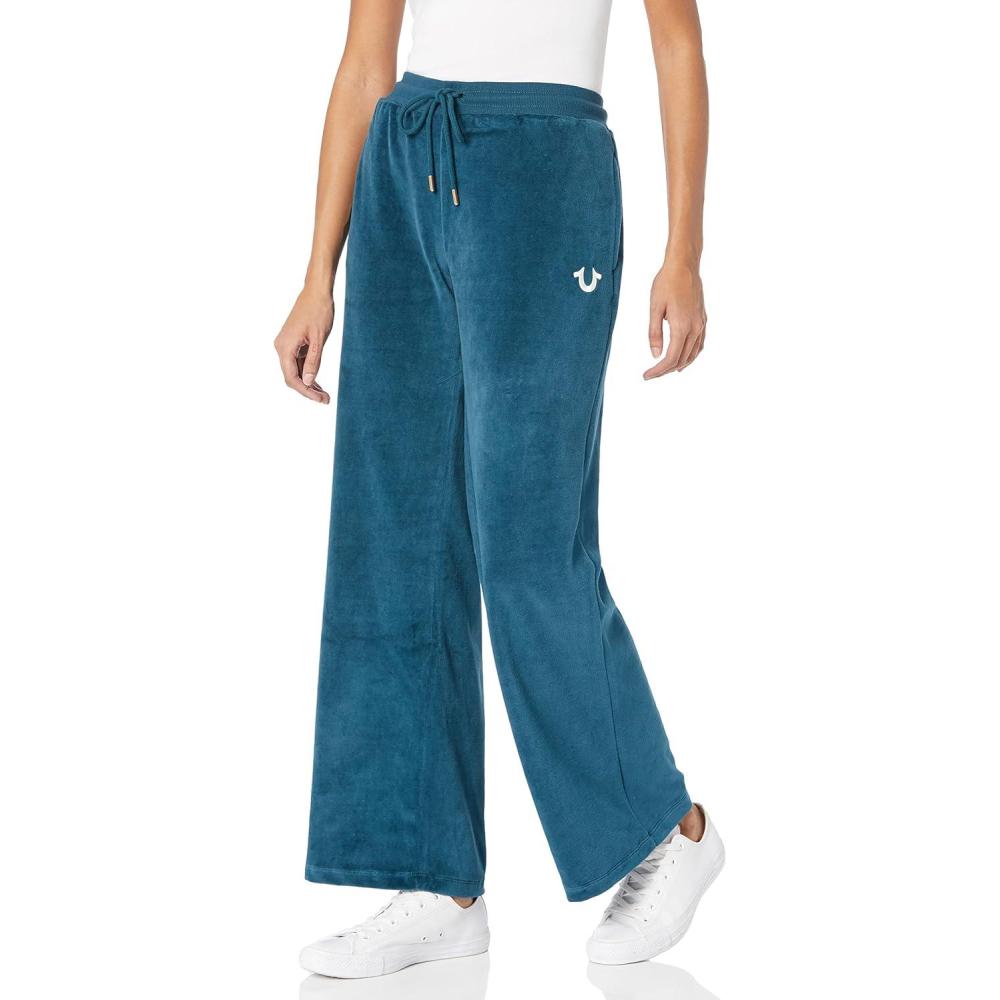imageTrue Religion Womens Velour Wide Leg Sweatpant