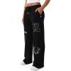 True Religion Women’s Branded Applique Wide Leg Pant – Cozy Cotton Blend Lounge Sweatpants(Jet Black)