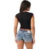 True Religion Womens Buddha Patch V Notch Tee(Jet Black)