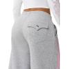 True Religion Women’s Crystal Baggy Jogger – Baggy Fit, Crystal Script Logo, Drawstring Waistband(Heather Grey)