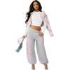 True Religion Women’s Crystal Baggy Jogger – Baggy Fit, Crystal Script Logo, Drawstring Waistband(Heather Grey)