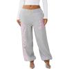 True Religion Women’s Crystal Baggy Jogger – Baggy Fit, Crystal Script Logo, Drawstring Waistband(Heather Grey)