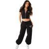 True Religion Women’s Crystal Baggy Jogger – Baggy Fit Sweatpants with Crystal Script Logo & Drawstring Waist