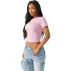 True Religion Women’s Crystal Buddha Baby Tee – Cropped Cotton Stretch T-Shirt with Rhinestone Back Logo(Fairytale)