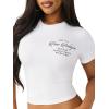 True Religion Women’s Crystal Buddha Baby Tee – Cropped Cotton Stretch T-Shirt with Rhinestone Back Logo(Optic White)