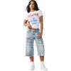 True Religion Women’s Crystal Buddha Tee – Short Sleeve Cotton Blend T-Shirt with Sparkling Rhinestone Logo Design(Optic White)