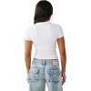 True Religion Women’s Crystal Buddha Tee – Short Sleeve Cotton Blend T-Shirt with Sparkling Rhinestone Logo Design(Optic White)