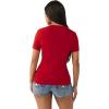 True Religion Women’s Crystal Buddha Tee – Short Sleeve Cotton Blend T-Shirt with Sparkling Rhinestone Logo Design(Salsa)