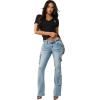 True Religion Women’s Crystal Buddha V Tee – Slim Fit V-Neck, Rhinestone Logo, Soft 100% Cotton Short Sleeve Top(Jet Black)