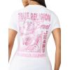 True Religion Women’s Crystal Buddha V Tee – Slim Fit V-Neck, Rhinestone Logo, Soft 100% Cotton Short Sleeve Top(Optic White)