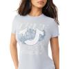 True Religion Women’s Crystal Classic Crew Neck Tee – Slim Fit, Crystal Logos, Casual Glam(Cashmere Blue)