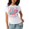 True Religion Women’s Crystal Classic Crew Neck Tee – Slim Fit, Crystal Logos, Casual Glam(Optic White)