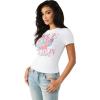 True Religion Women’s Crystal Classic Crew Neck Tee – Slim Fit, Crystal Logos, Casual Glam(Optic White)