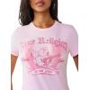 True Religion Women’s Crystal Classic Crew Neck Tee – Soft Cotton(Cherry Blossom)