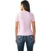True Religion Women’s Crystal Classic Crew Neck Tee – Soft Cotton(Cherry Blossom)