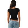 True Religion Women’s Crystal HS Cut Out Rib SS Top – Soft Rib Knit, Cutout Accent, Premium Stretch Comfort(Jet Black)